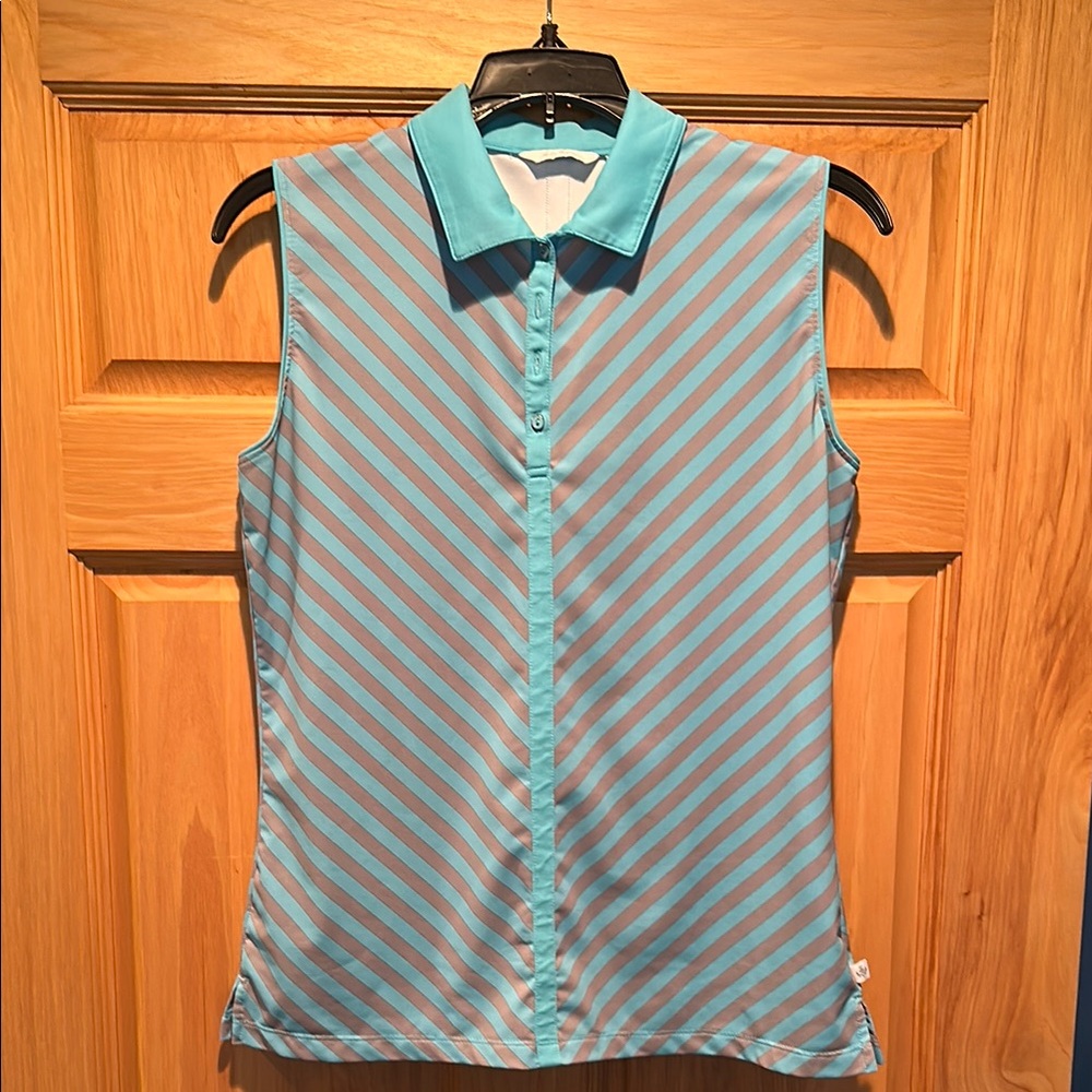Striped Sleeveless Button-Up Blouse